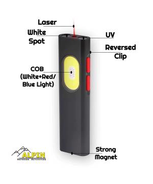 Διπλός Φακός Εργασίας Fellow4+ 1000Lm+UV+Laser+Magnet Alpin 